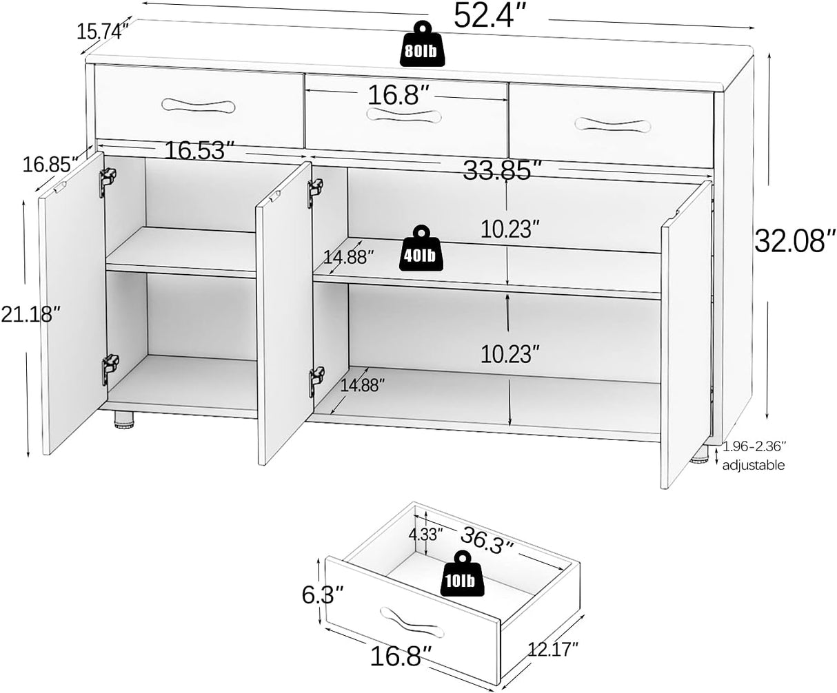 Upgraded Version Modern Buffet Cabinet Floor Side Office Cabinet,