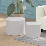 18.89" Nesting Coffee Table Set of 2, Mid Century Modern Round Wood Coffee Tables