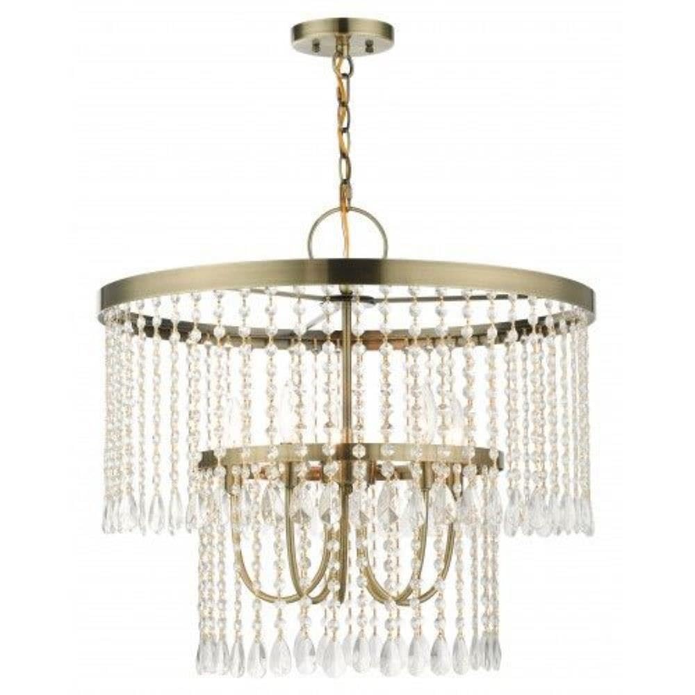 5 Light Pendant in Glam Style 24 inches Wide by 23 inches High-Antique Brass Finish