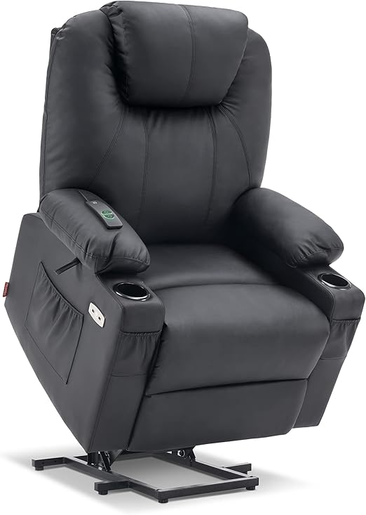 ComfortRise Power Lift Recliner Chair – Vibration, Cup Holders & Extended Footrest