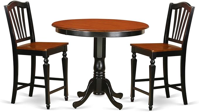 Furniture TRCH5-BLK-W 5 Piece Counter Height Pub Set Includes a Round Dining Table