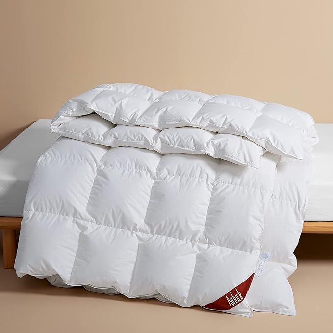 Luxury Feather Down Comforter Queen/Full Size, Medium Warm All Seasons Duvet Insert