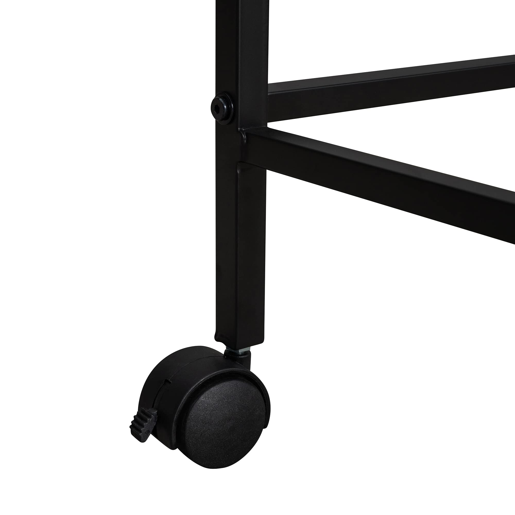 Twin Size Loft Bed with Desk and Storage Shelves,Metal Twin Size Bed with Rolling Portable Desk, Low Loft Bed with Full-Length Guardrail for Kids Boys Girls Teens(Black)
