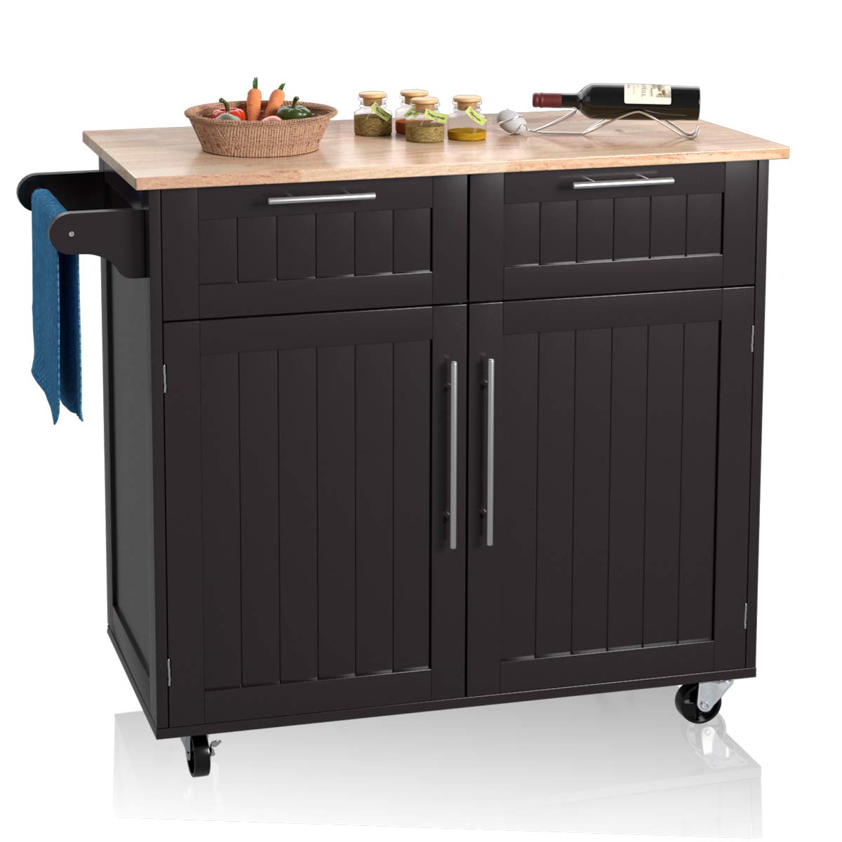 Kitchen Island Cart Rolling Storage Trolley Cart Farmhouse Islands Home Coffee Bar