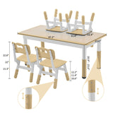 Toddler Table and Chairs Set for 4, 47.2''L x 23.6''W Kids Study Table and Chair Set,