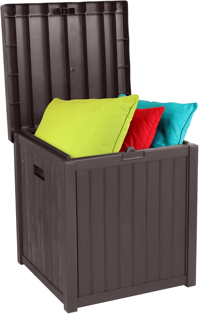 51 Gallon Medium Deck Box Organization, Resin Storage Box for Patio Furniture or Tools
