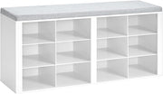 Shoe Bench with Cushion, Entryway Storage Bench