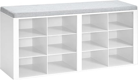 Hzuaneri Shoe Bench with Cushion, Entryway Storage Bench with 12 Cubbies,