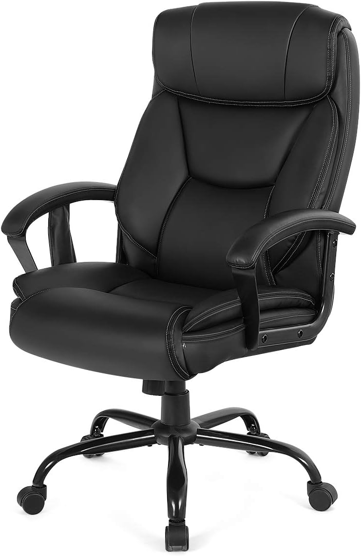 500 lbs Big and Tall Office Chair, Massage Executive Chair w/ 6 Vibrating Points