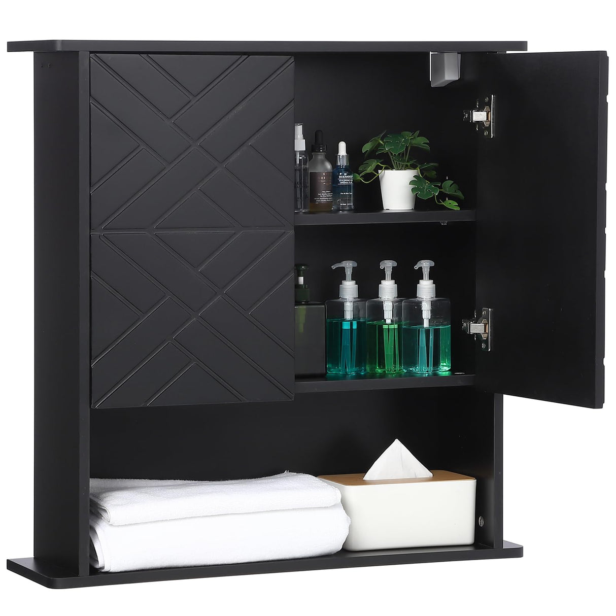 Bathroom Wall Cabinet with 2 Doors Adjustable Shelves, Bathroom and Living Room