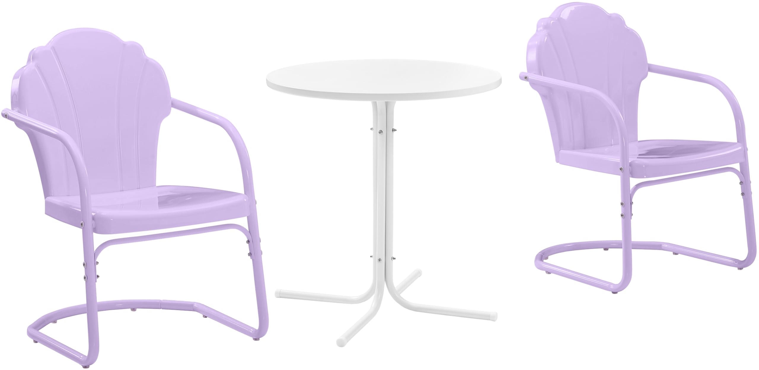 Tulip 3-Piece Outdoor Bistro Set, Vintage Retro Metal Patio Table and Chairs