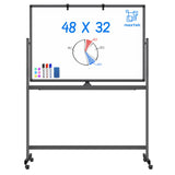 Rolling Dry Erase Board 48 x 32, maxtek Double-Sided Mobile White Board