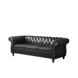 Modern 3 Seater Couch, Large Sofa Furniture, Roll Arm Classic Tufted Chesterfield Settee