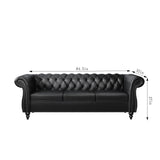 Modern 3 Seater Couch, Large Sofa Furniture, Roll Arm Classic Tufted Chesterfield Settee