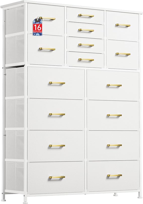 Dresser for Bedroom with 5 Drawers, White Dresser for Closet, Living Room