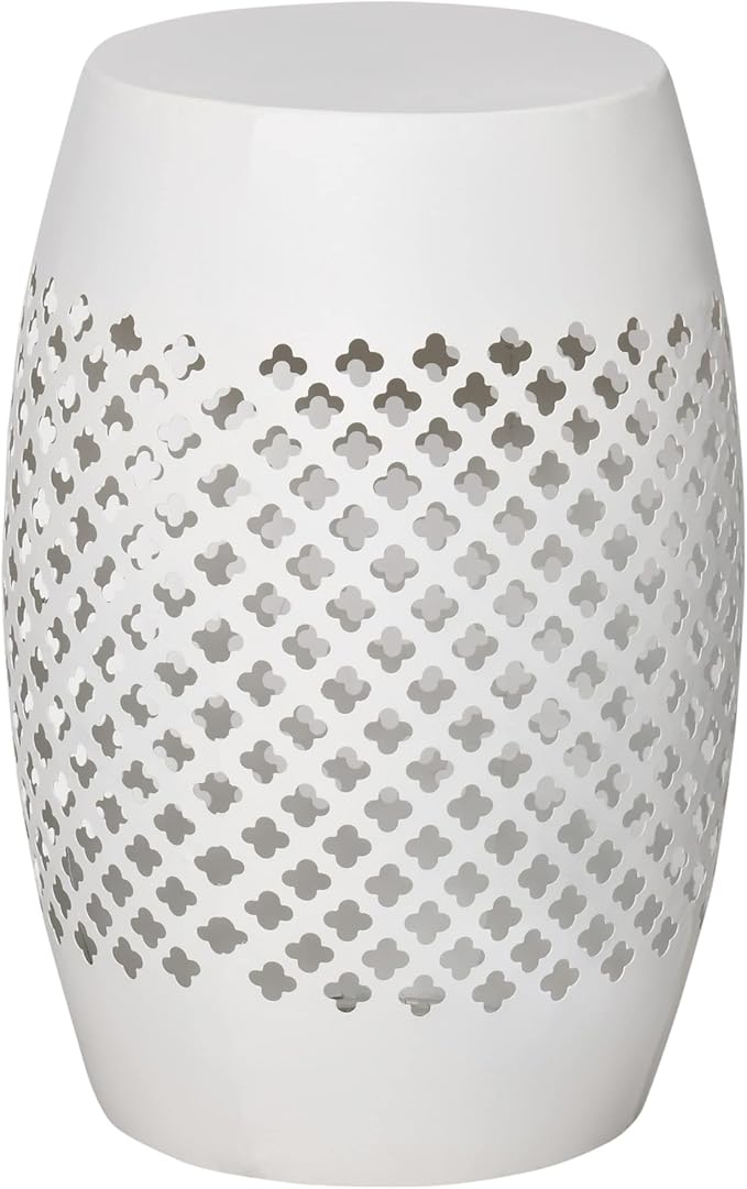 12.5" Steel Patio End Table, Round Hollow Drum Side Table