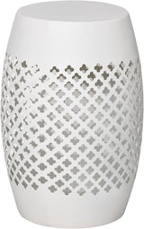 12.5" Steel Patio End Table, Round Hollow Drum Side Table