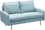 Velvet Loveseat Modern Sofa Tufted Couch with Metal Legs for Living Room, Bedroom, Office, Playroom - Prussian Blue