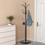 Metal Coat Rack Stand with Natural Marble Base, Coat Rack Freestanding, Sturdy Hall Tree