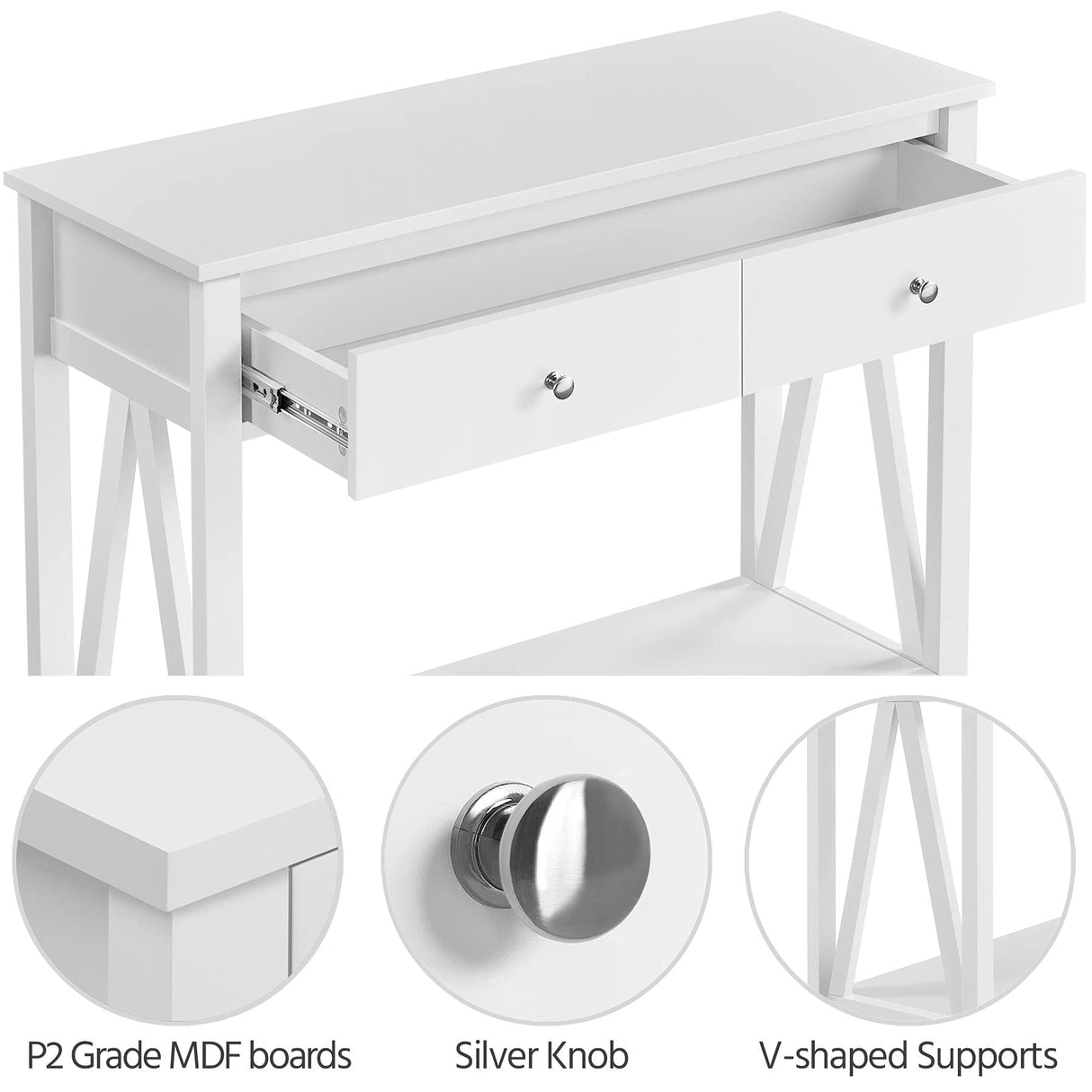 Console Table with Drawer, Wood Entryway Table with Storage Shelves, Sofa Table