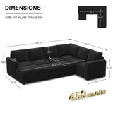 Modular Sectional Sleeper Sofa with Pull Out Couch, U Shaped Sleeper Pull