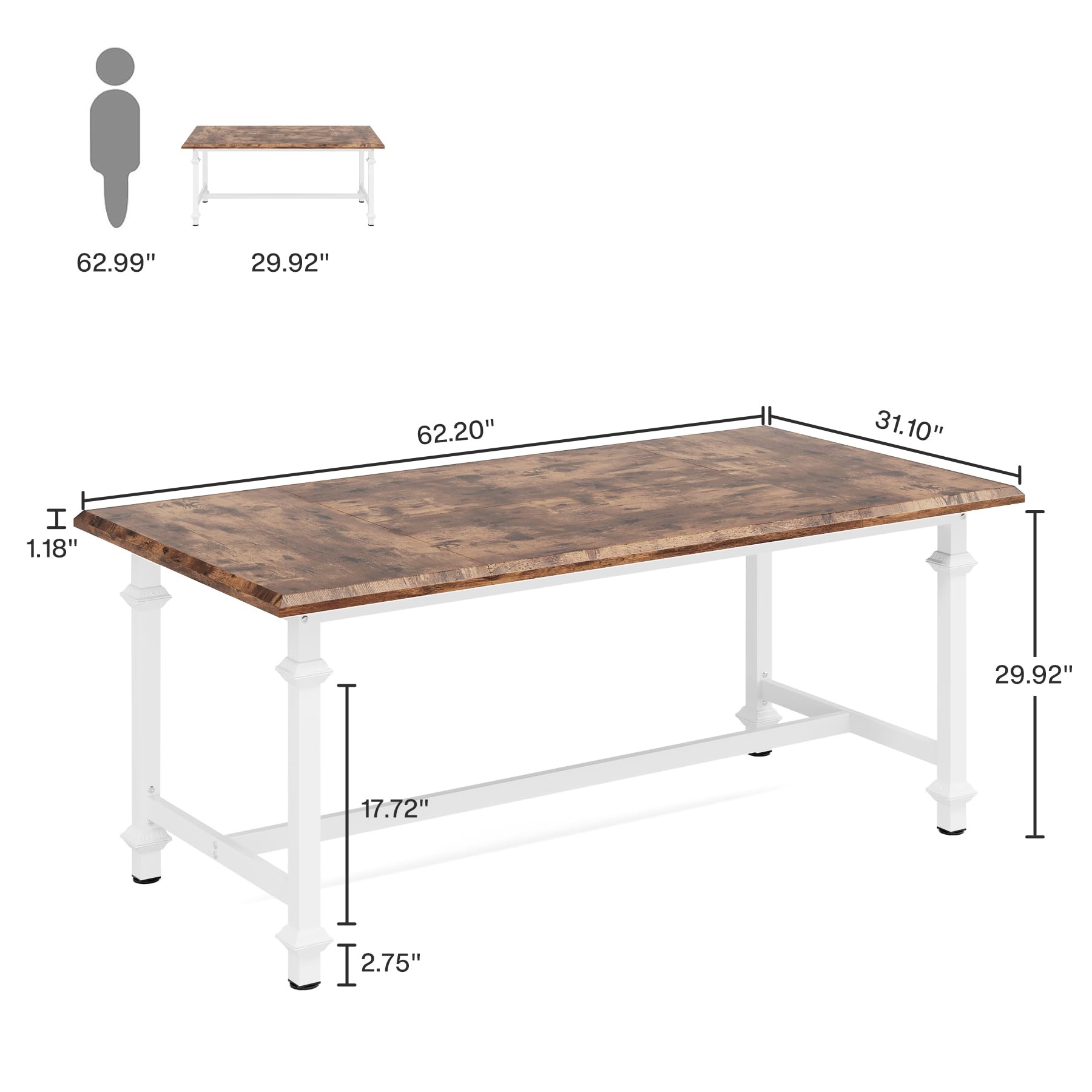 Tribesigns 62-Inch Large Executive Desk, Modern Office Computer Desk, Business Furniture for Home Office, Simple Workstation with Thickened Tabletop