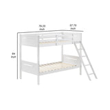 Full Bunk Bed, Attached Ladder, Guard Rails, White Wood