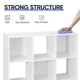 9 Cube Storage Organizer Wooden Display Shelf W/ 5 Removable Back Panels, Customizable Bookcase Bookshelf for Home, Office, Bedroom and Living Room (White)