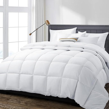 Lightweight Comforter King Size Fluffy Down Alternative Comforter, All Season White