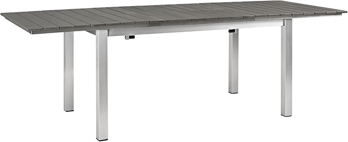Shore Aluminum Outdoor Patio 71" Rectangle Dining Table in Silver Gray