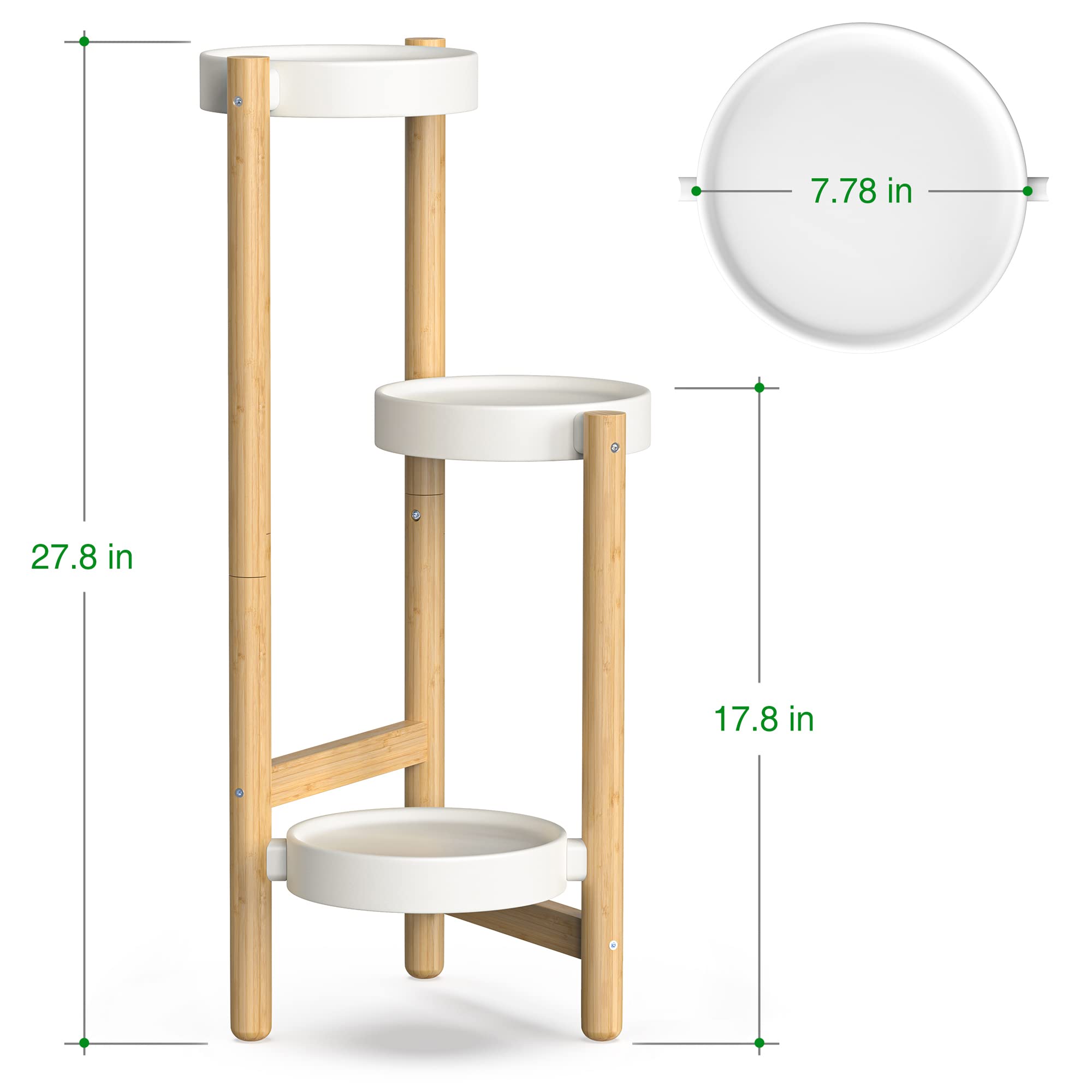 HoVoit Bamboo Plant Stands for Indoor Plants, Tall Plant Stands for Corner Plant Shelf Multiple Flower Holder for Indoor Outdoor Garden Patio Balcony Living Room (3-tier)
