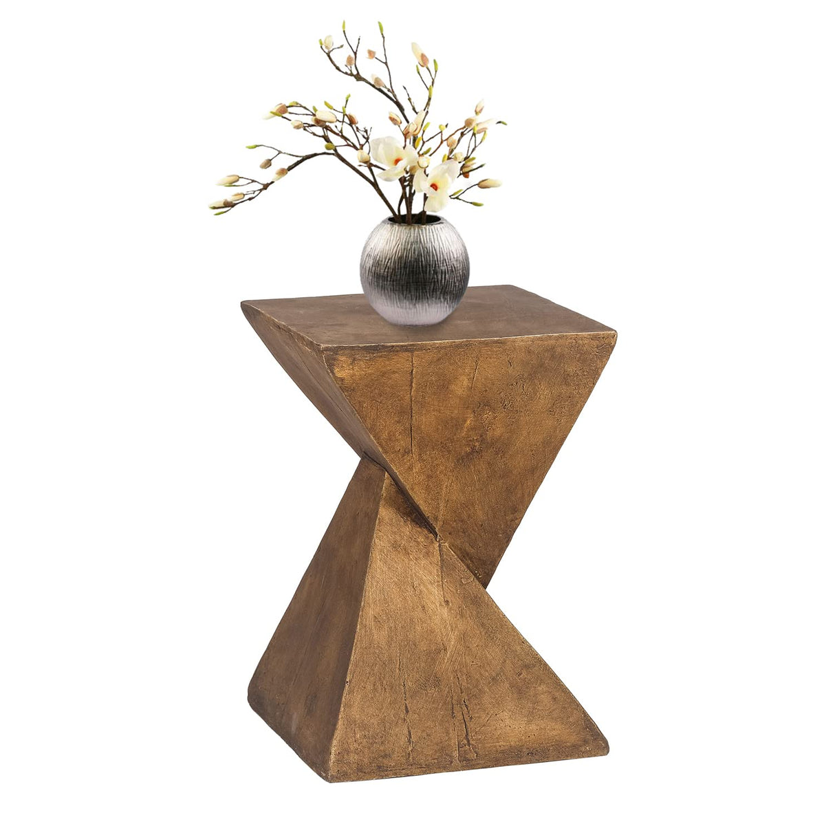 Outdoor Indoor Concrete Side Table, Modern Lightweight Accent End Table for Living Room