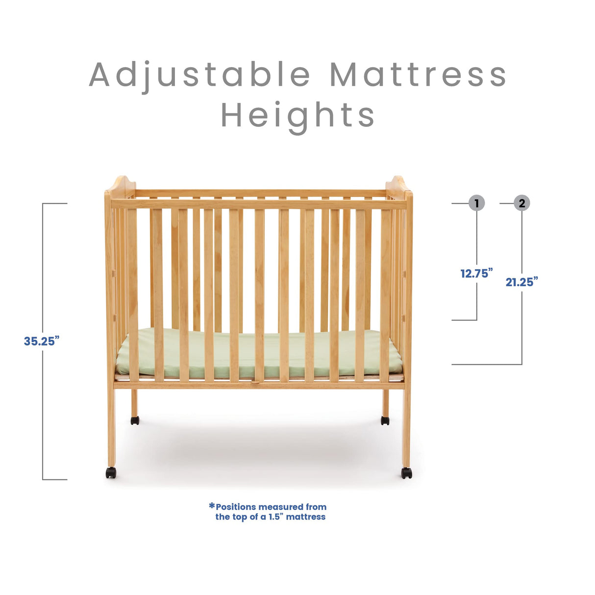 Folding Portable Mini Baby Crib with 1.5-inch Mattress - Greenguard Gold Certified,