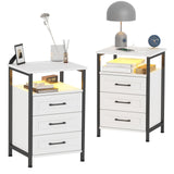 Nightstands Set of 2 with Charging Station, 3 Drawers Nightstands