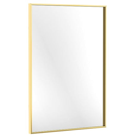 30x40-Inch Black Framed Mirror - Stylish Rectangular Bathroom Mirror with Floating Glass Panel Vanity Border