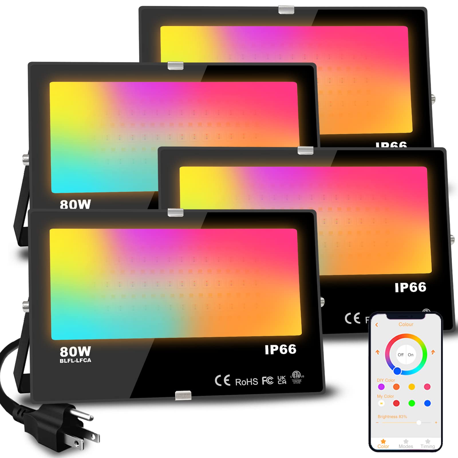 Light Outdoor 800W Equivalent 8000LM Smart RGB Landscape Lighting