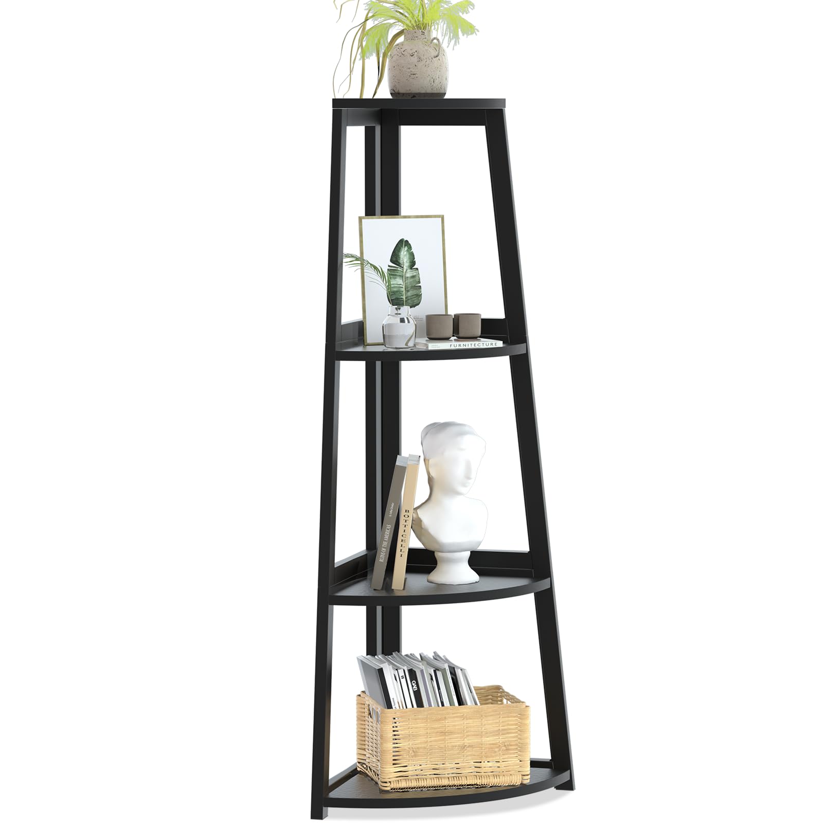 ModiCorner 4-Tier Black Corner Ladder Shelf