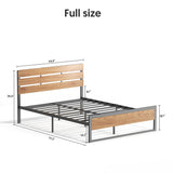 Full Size Bed Frame Steady Steel Platform with Wood Headboard/Footboard
