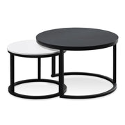 27.5 Inch Round Wood Tables 2 Pack, Small Coffee Tables for Small Spaces, Coffee Tables