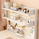 Clamp on Desk Organizer Shelf with Pegboard, White Desktop Bookshelf Storage Shelves