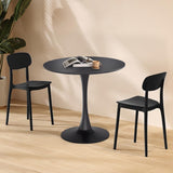 Round Dining Table,31.5”Kitchen Table for 2-4 People,MDF Table Top with Metal Pedestal Base