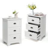 Nightstand with 3 Drawers, Set of 2 Bedside Table with Exquisite Metal Handles