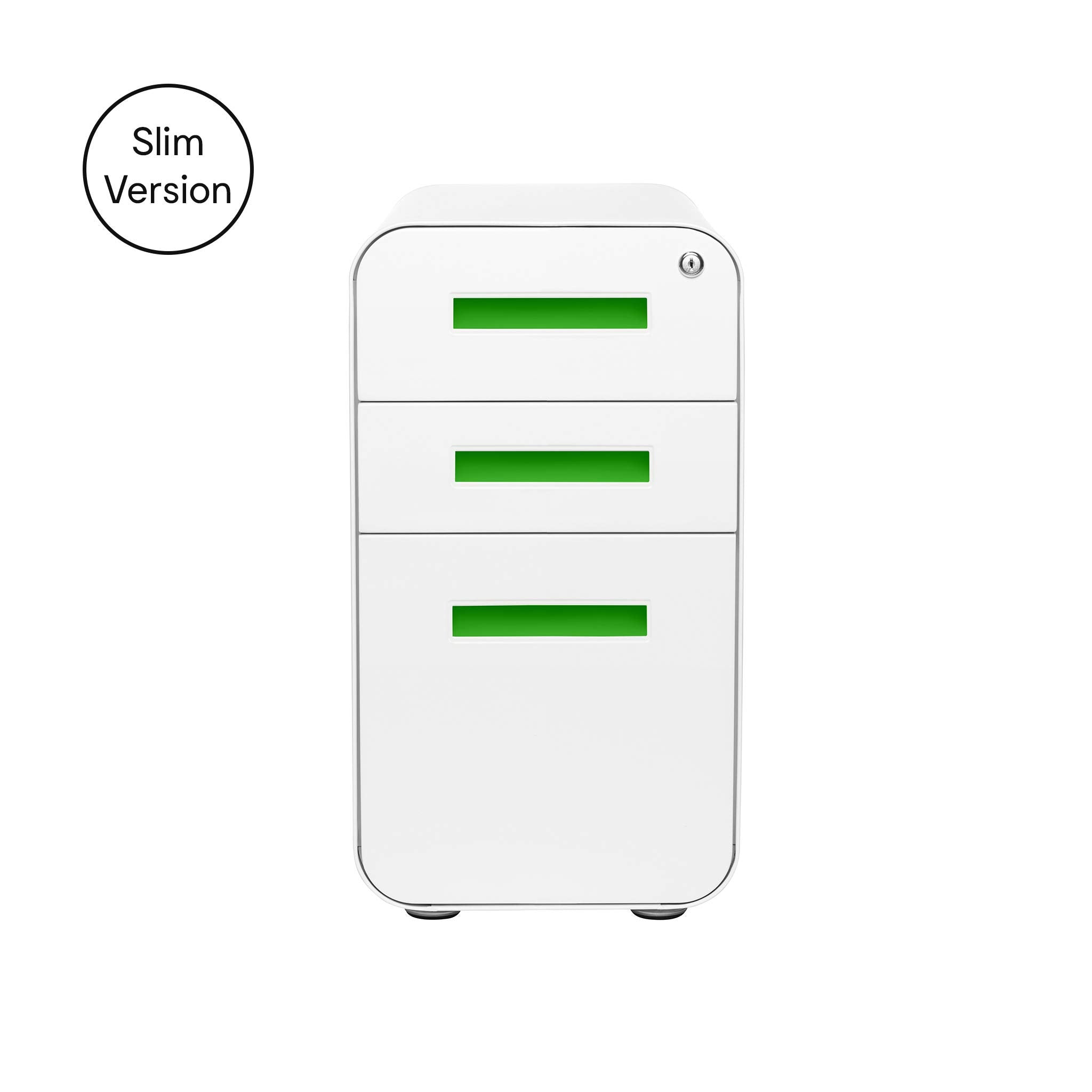 Stockpile Slim 3-Drawer Mobile File Cabinet with Lock - Under Desk Metal Filing Cabinet,