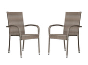 Hialeah Wicker Dining Chair Set, Woven All Weather Steel Powder Coated Frame Lightweight Indoor Outdoor