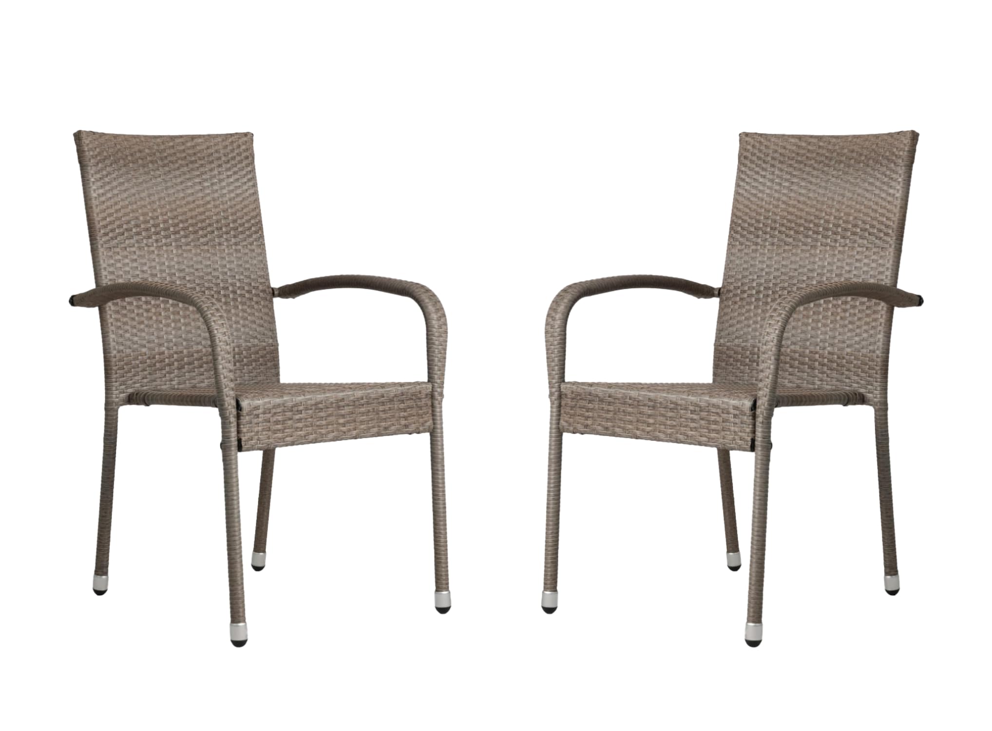 Hialeah Wicker Dining Chair Set, Woven All Weather Steel Powder Coated Frame Lightweight Indoor Outdoor