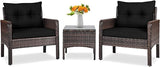 3 Piece Outdoor Patio Furniture Set, Wicker Chairs Set