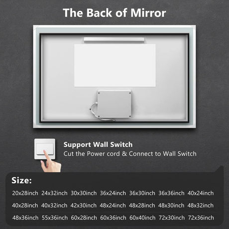 48 x 36 Inches LED Bathroom Mirror with Front and Backlit,Anti-Fog,3 Colors