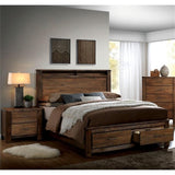 FOA Nangetti 2pc Antique Oak Solid Wood Bedroom Set - King + Nightstand