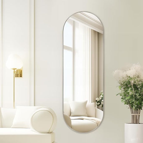 65"×22" Oval Full Length Mirror, Long Oval Mirror with Unique Metal Frame Large Explosion