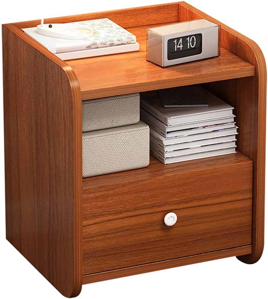 Dustproof Drawer-Equipped Nightstand with Storage Bin